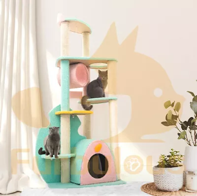 Furbulous 1.46m Green Leaf Cat Tree Tower Scratcher Scratching Post Condo House • $124.95