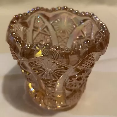 Vintage Imperial Glass Daisy & Button Antique Pink  Carnival Toothpick Holder • $15