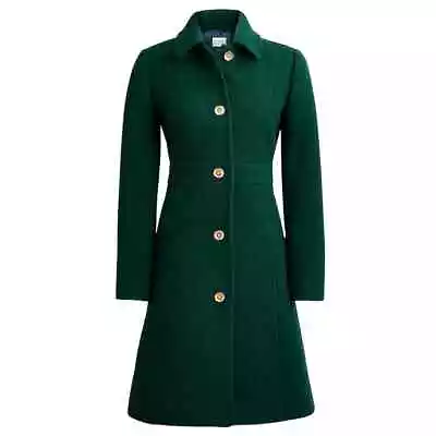 J.Crew Wool-Blend Lady Day Coat In Deep Green Size 6 • $175