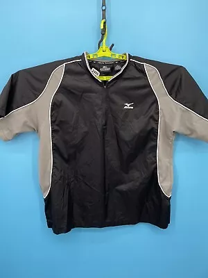 Mizuno Pullover Mens L Black 1/4 Zip Short Sleeve Vented Cage Jacket Practice • $22.21