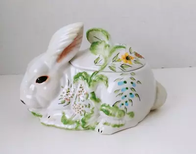 Vintage Porcelain Bunny Rabbit Lidded Ladle Gravy Tureen Italy EASTER • $30