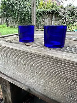 Two Iittala KIVI Marimekko Cobalt Blue Glass Votive Tealight Candle Holders • $19.99