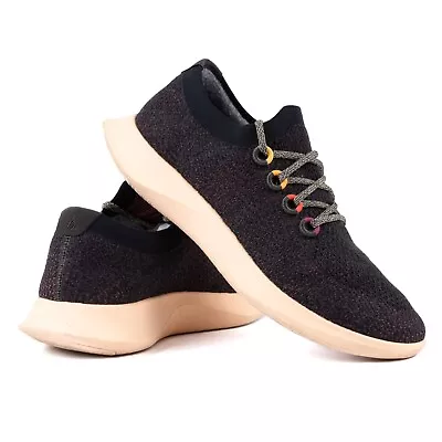 Allbirds Men 12 Tree Dasher Running Shoes Black Red Multi-Color Eye-rings Eyelet • $49.96