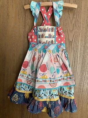 Matilda Jane Girls Bike Path Knot Dress Size 4 New With Tag Reversible Apron • $34.99