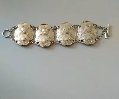 Vintage Signed Heavy Corocraft Bracelet - 50g. Beautiful Lady Design Panels. Box • £39.99