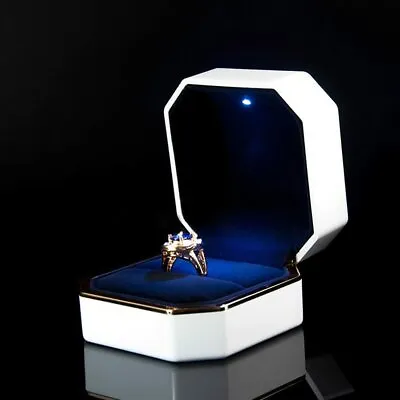 Diamond Ring Box With Led Light Jewelry Box Wedding Proposal Engagement Case • $11.52