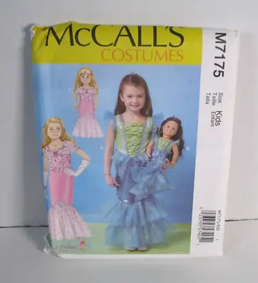 McCall's 7175 Mermaid / Ariel Costume Pattern Size Kids 3-8 Doll 18  Uncut • $12.75