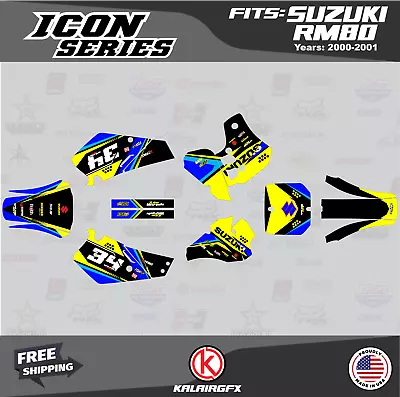 Graphics Decal Kit For Suzuki RM80 (2000-2001) RM80 Icon Series - Yellow • $54.99