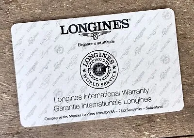 LONGINES International Warranty Card Admiral Chronograph L36674567 Automatic / • £118.80