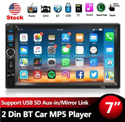 2 DIN 7  HD Car Stereo Radio MP5 Player Bluetooth Touch Screen With Rear Camera • $36.55