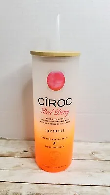 Ciroc Inspired Custom Frosted Glass Tumbler With Bamboo Lid And Straw 25 Oz.  • $15