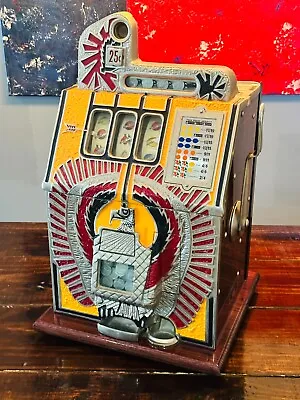 Vintage Mills Novelty War Eagle Slot Machine $.25cent AANCIENT SLOTS Las Vegas • $4999.99