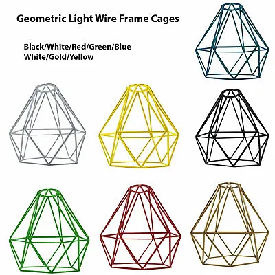 £10.20 • Buy UK Industrial Geometric Light Shade Metal Wire Frame Ceiling Pendant Lampshade