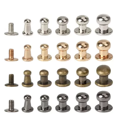£4.07 • Buy 10 Sets Ball Post Studs Brass Buttons Screwback Nail Rivets Leather Bag Craft