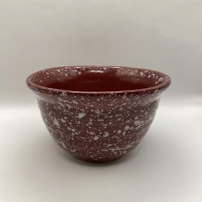 Vintage Western Stoneware Monmouth Illinois Red Spongeware Bowl • $20.24