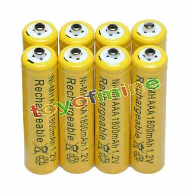 8 AAA LR03 1800mAh Ni-MH Rechargeable Battery Yellow P1 • $13.14