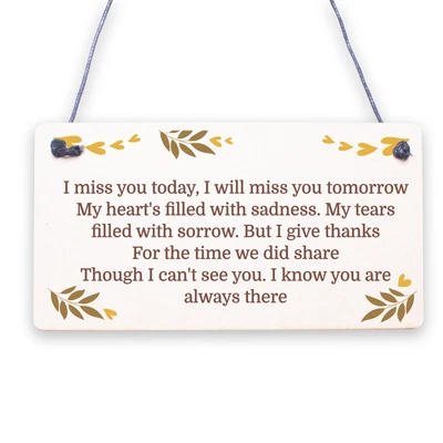 £3.99 • Buy Miss You Memorial Bereavement Gifts For Mum Dad Nan Grandad Love Hanging Plaque