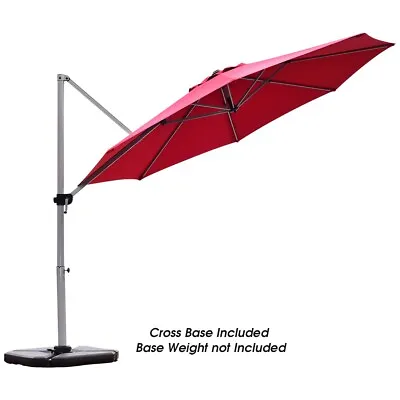 3.3m Patio Offset Cantilever Umbrella Outdoor Round Hanging Market Parasol • £99.95