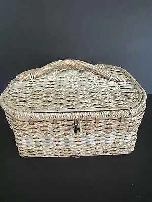 Dritz Wicker Tan Beige Rectangle Vintage Sewing Basket • $15