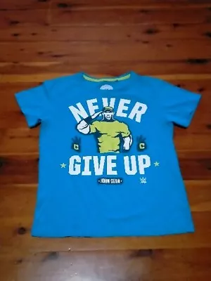Wwe Blue John Gena Never Give Up Tshirt Sz 14 Gc • $10