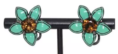 MCL Matthew Campbell Laurenza Sterling Enamel Flower Shaped Clip On Earrings • $179.99