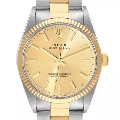Rolex Oyster Perpetual Fluted Bezel Steel Yellow Gold Mens Watch 14233 • $6240