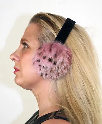 New Leopard Print Mink Fur Ear Muffs Efurs4less • $29.99