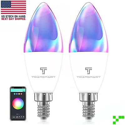 2 Pc WiFi Smart Candle LED Light Bulbs E12 5W Dimmable RGB Color Changing Bulb • $8.95