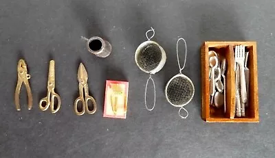 Vintage Lot Miniature Dollhouse Metal Silverware Kitchen Utensils And Tools • $9.95