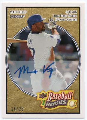 2008 Upper Deck Heroes Autographs Beige 90 Matt Kemp Auto 12/25 Dodgers • $15