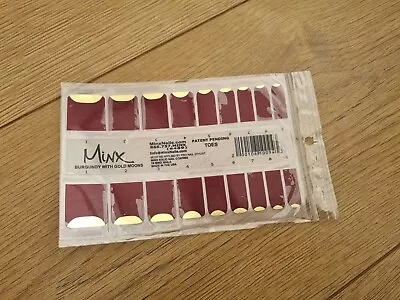  Half Moon Burgundy & Metallic Christmas Minx Professional Toe Nail Wraps New • £12.99