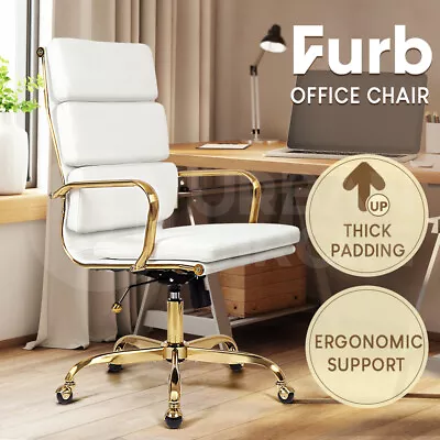 $224 • Buy Furb Executive Office Chair Ergonomic Mid High-Back PU Leather/Fabric Seat