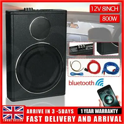 8'' 800W Active Underseat Car Bass Box Audio Subwoofer Sub Speaker Amplifier 12V • £72.99