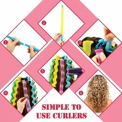 Hair Rollers For Long HairHair Curlers No Heat Spiral Curls Wave Hair Curlers • £5.90