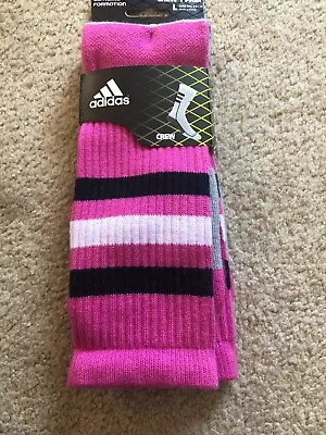 ADIDAS Team Speed Basketball Crew Socks Sz L Large (9.5-12) Pink Black Grey • $39.99