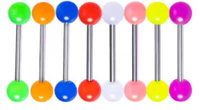 GLOW IN THE DARK BARBELL 10 PIECE 14G Piercing Set Body Jewellery Steel PK13 • $6.35