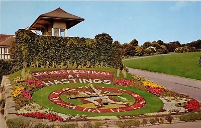 £3.45 • Buy UK Hastings Floral Clock White Rock Gardens Cricket Festival Vtg Postcard View