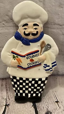 Vintage Fat Chef Spoon Rest Gourmet Cooking Checker Pants Boston Warehouse 1998 • $11.97