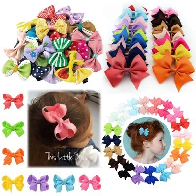 £2.79 • Buy 40PCS 3  Kids Baby Bow Hair Clip Children Toddler Flowers Girls Accessories UK