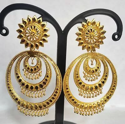 22K Gold Plated Gift Jhumka Earrings Indian 3  Long Fashion SET Ja292 • $16.84