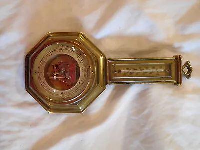 Vintage German Westwood Heavy Brass Weather Station Barometer Thermometer • $7.99