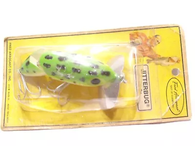 Vintage Fred Arbogast Jointed Jitterbug Frog 2 1/4  Unfished Sealed On Old Card • $35