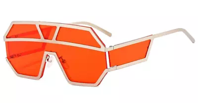 One-Piece Lens Sunglasses Copper And Red/Orange  • $19.99