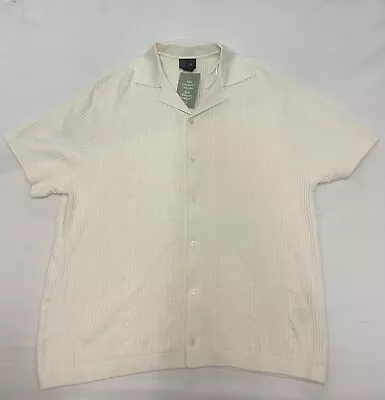 H&M Regular Fit Textured-knit Resort Shirt Size Large • $45