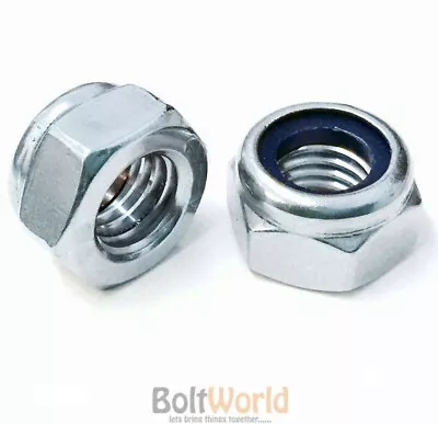 £38.74 • Buy M10 M12 M14 M16 M18 M20 M24 Fine Pitch Nyloc, Nylon Insert Lock Nuts Zinc Plated