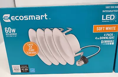 EcoSmart 4 In. White Integrated LED Recessed Trim Soft White (4-Pack) • $20.49