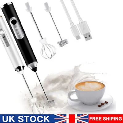 Electric Milk Coffee Frother USB Egg Beater Handheld Whisk Drink Frappe Mixer • £8.99