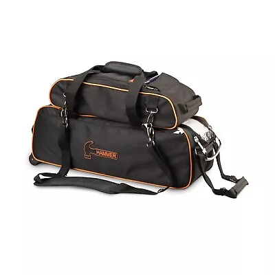 Hammer Premium Black/Orange 3 Ball Tote With Shoe Pouch Bowling Bag • $114.95