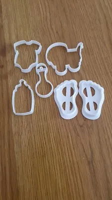 Baby Shower Cookie Cutters Biscuit Fondant Baby Grow Bottle Dummy Pram And Feet • £4.49