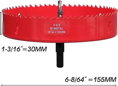 Hole Saw 155 Mm 30 Mm Bi-Metal Cutting Depth HSS M 42 Hole Cutter For Cutting W • £15